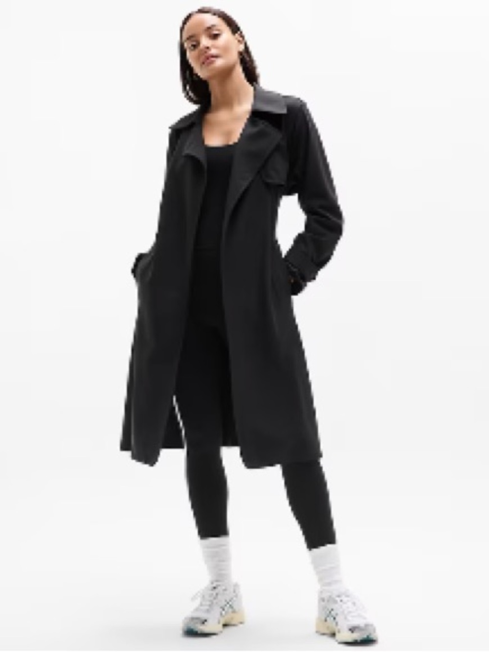 Athleta Black Trench Coat